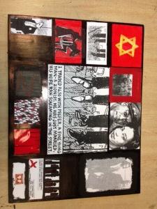 figure 17, example of students’ artwork, constructed with paper, velum, paint, and collage, made in response to panels from Maus.jpg